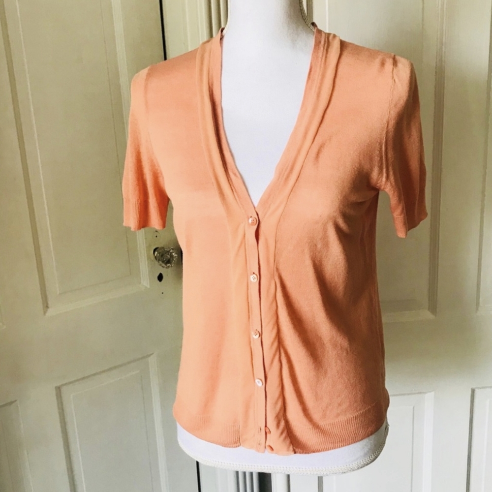 J. Crew Orange Short Sleeve Silk & Linen Cardigan